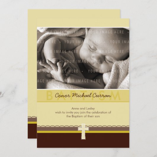 ERSUCHT FOTO CHRISTENING, reiner 4 P Einladung (Vorne/Hinten)