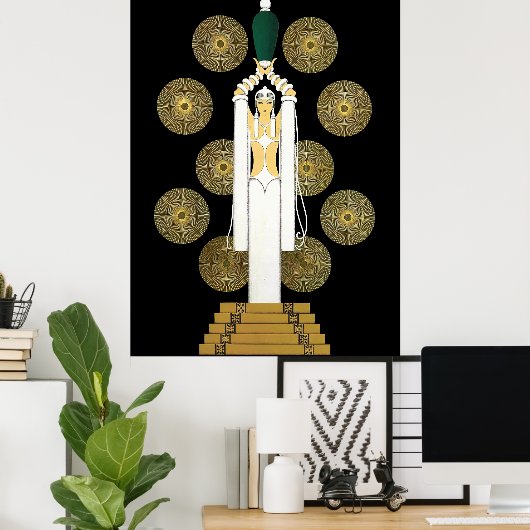 Erté - Emerald Vase [Nachtversion] Poster (Heimbüro)