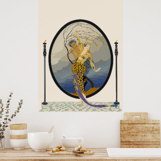 Erté - Frau und Satyr Poster (Küche)