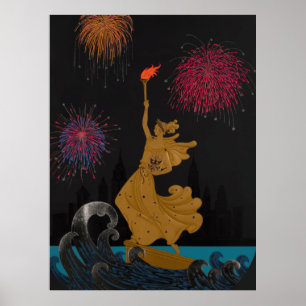 Erté - Freiheitsstatue (Nacht) Poster