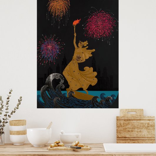 Erté - Freiheitsstatue (Nacht) Poster (Küche)