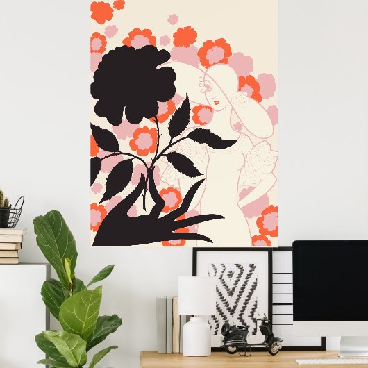 Erté - Schwarze Rose Poster (Heimbüro)