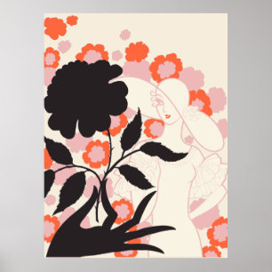 Erté - Schwarze Rose Poster