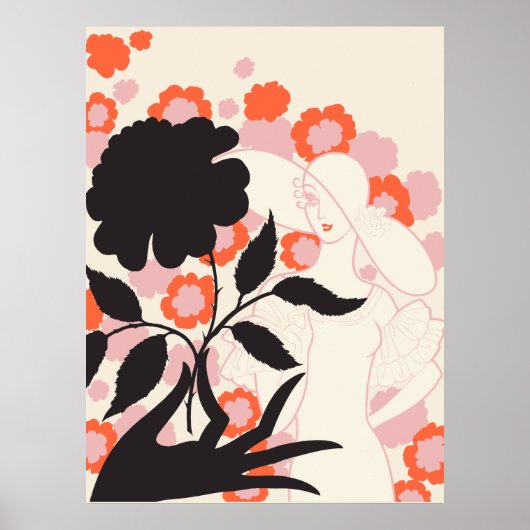 Erté - Schwarze Rose Poster (Vorne)