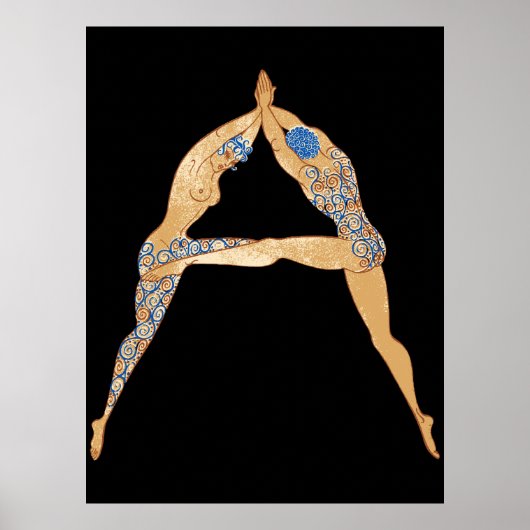 Erté - The Letter A von der Alphabet Suite, 1976 Poster (Vorne)