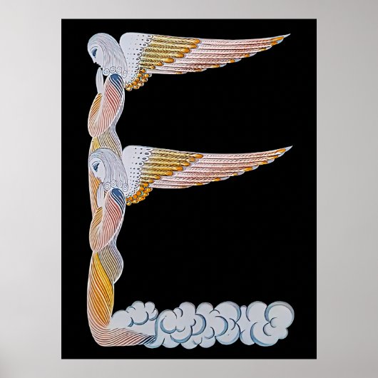 Erté - The Letter E von der Alphabet Suite, 1976 Poster (Vorne)