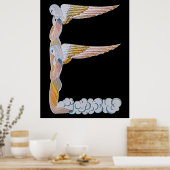Erté - The Letter E von der Alphabet Suite, 1976 Poster (Küche)