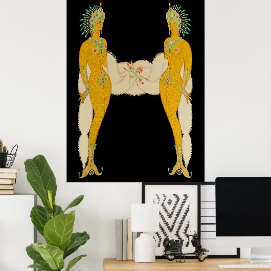 Erté - The Letter H aus der Alphabet Suite, 1976 Poster (Heimbüro)