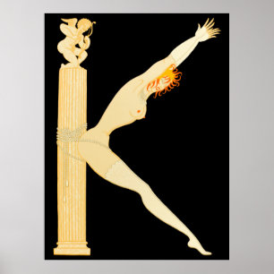 Erté - The Letter K von der Alphabet Suite, 1976 Poster
