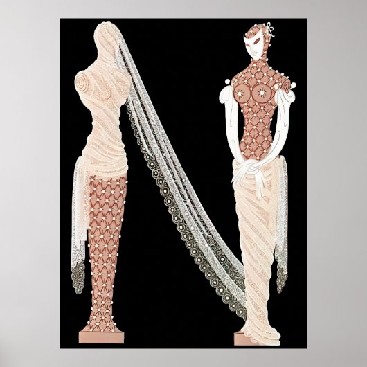 Erté - The Letter N von der Alphabet Suite, 1976 Poster (Vorne)