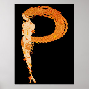 Erté - The Letter P von der Alphabet Suite, 1976 Poster