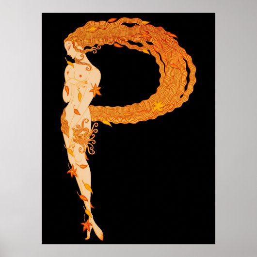 Erté - The Letter P von der Alphabet Suite, 1976 Poster (Vorne)