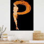 Erté - The Letter P von der Alphabet Suite, 1976 Poster (Küche)