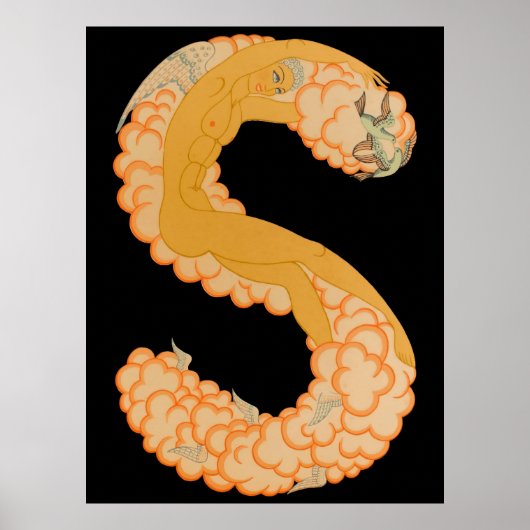 Erté - The Letter S von der Alphabet Suite, 1976 Poster (Vorne)