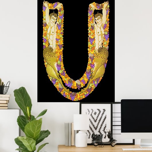 Erté - The Letter U von der Alphabet Suite, 1976 Poster (Heimbüro)