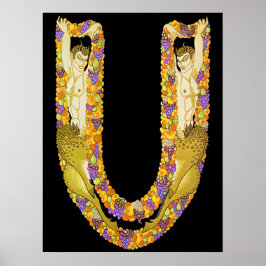 Erté - The Letter U von der Alphabet Suite, 1976 Poster