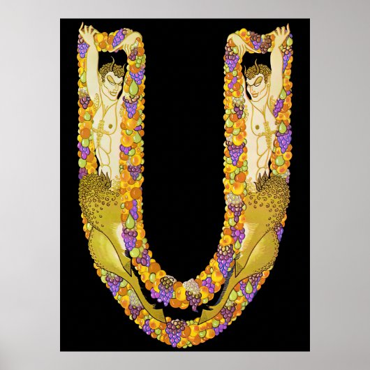Erté - The Letter U von der Alphabet Suite, 1976 Poster (Vorne)