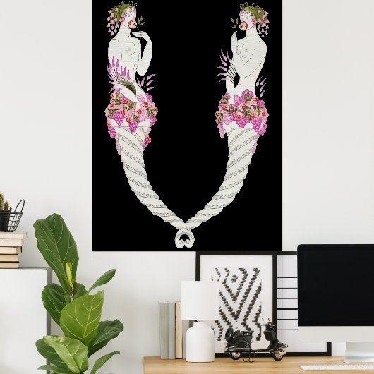 Erté - The Letter V von der Alphabet Suite, 1976 Poster (Heimbüro)