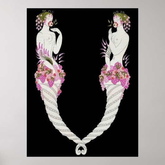 Erté - The Letter V von der Alphabet Suite, 1976 Poster (Vorne)