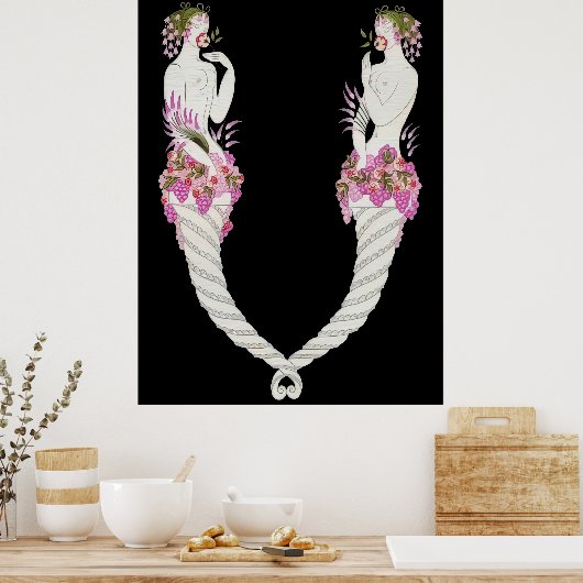 Erté - The Letter V von der Alphabet Suite, 1976 Poster (Küche)