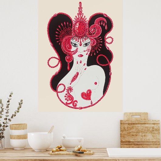 Erté - The Wertvoll Stones Suite, Ruby, 1969 Poster (Küche)
