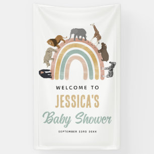 Erthy Colors Rainbow Animals Baby Dusche Willkomme Banner