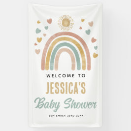 Erthy Colors Rainbow Sun Baby Dusche Begrüßungszei Banner