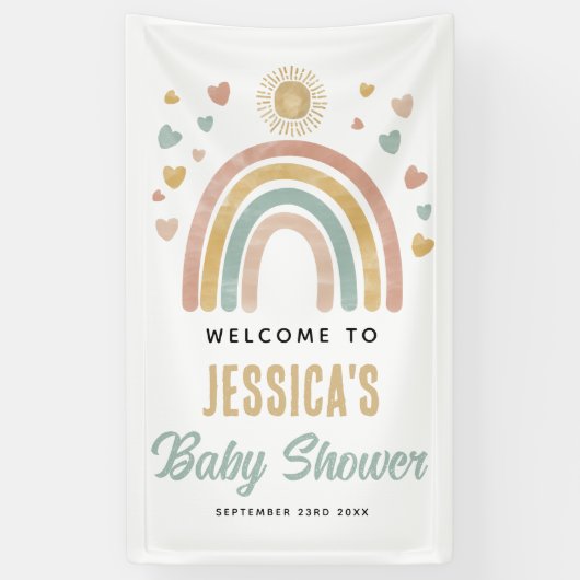 Erthy Colors Rainbow Sun Baby Dusche Begrüßungszei Banner (Vertikal)
