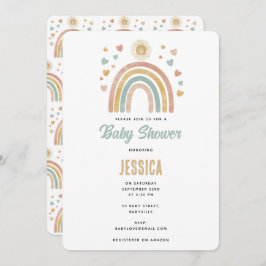 Erthy Colors Watercolor Rainbow Sun Baby Dusche Einladung