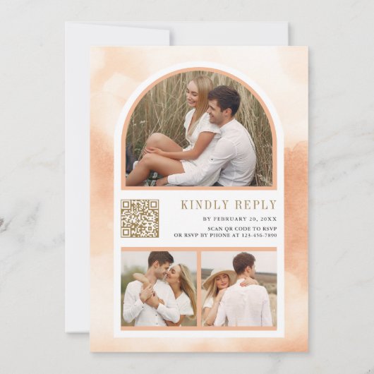 Erthy Floral Fall Herbst Foto QR Code Hochzeit Einladung (Rückseite)
