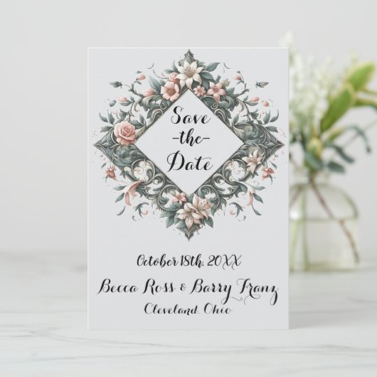 Erthy Floral Valley Save The Date (Stehend Vorderseite)