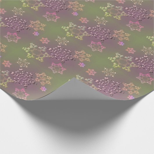 Erthy Plum Moss Color Snowflakes Geschenkpapier (Ecke)