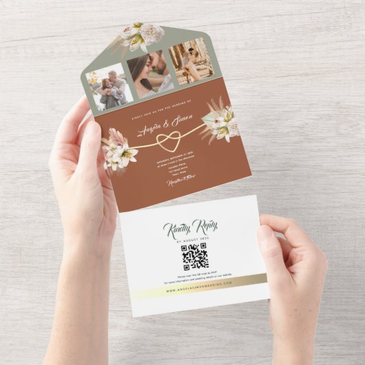 Erthy Rustic Hochzeit im Herbst All In One Einladung (Abreißen)