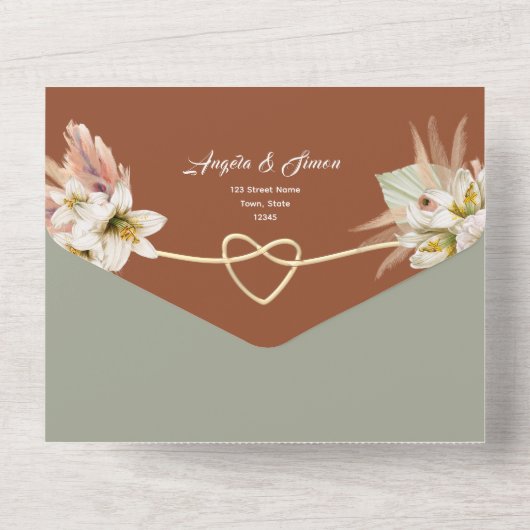 Erthy Rustic Hochzeit im Herbst All In One Einladung (Rückseite)