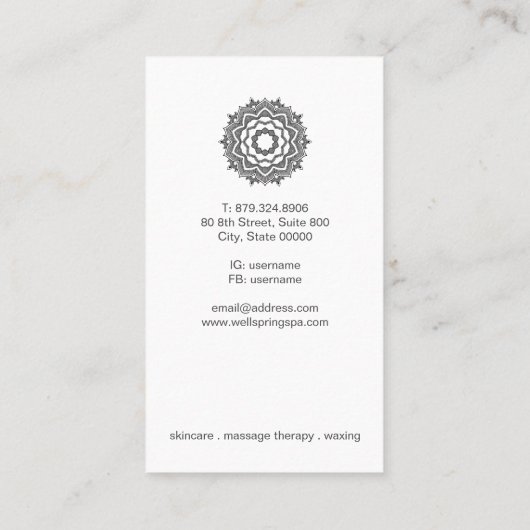 Erthy Rustic Mandala Universum Symbol Visitenkarte (Rückseite)