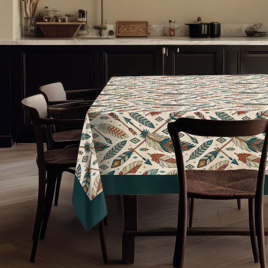 Erthy Tribal Tablecloth with Arrows and Feathers Tischdecke