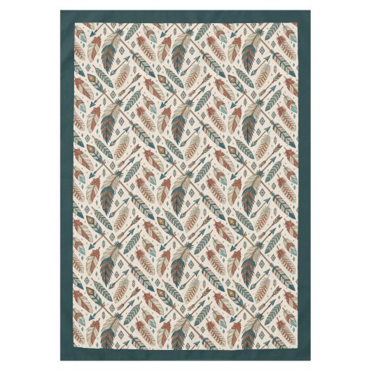 Erthy Tribal Tablecloth with Arrows and Feathers Tischdecke (Vorderseite)