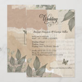 erthy Vintag Boho Greenery eucalyptus Wedding Einladung (Vorne/Hinten)