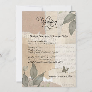 erthy Vintag Boho Greenery eucalyptus Wedding Einladung