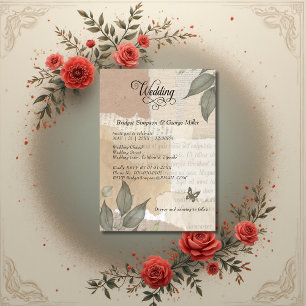 erthy Vintag Boho Greenery eucalyptus Wedding Einladung