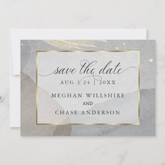 Erthy Watercolor Splash on Granite Stone Einladung (Vorderseite)