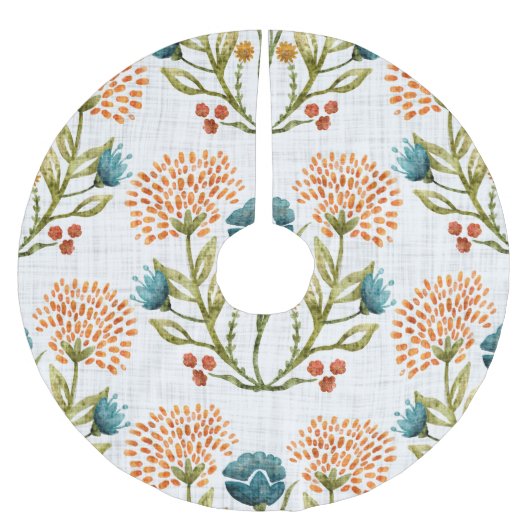 Erthy Whimsical: Aquarell Blume Motif. Polyester Weihnachtsbaumdecke (Vorderseite)