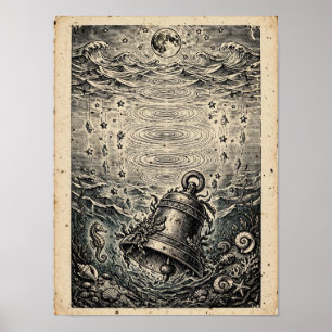 Ertrunkener Glocke-Kunstprint — Gothic Dark Fantas Poster