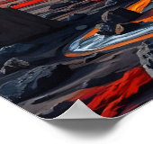 Eruption in Motion - Fiery Vulkan Landschaft Kunst Poster (Ecke)