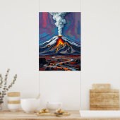 Eruption in Motion - Fiery Vulkan Landschaft Kunst Poster (Küche)