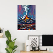 Eruption in Motion - Fiery Vulkan Landschaft Kunst Poster (Heimbüro)