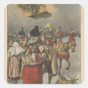 Eruption vom Ätna Quadratischer Aufkleber