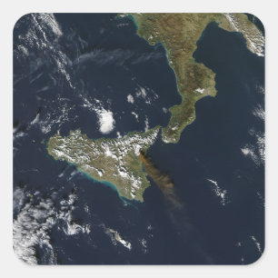 Eruption von Mt Ätna in Sizilien Quadratischer Aufkleber