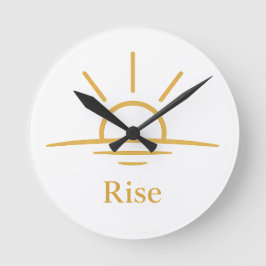 Erwachen — Minimalistischer Sonnenaufgang Runde Wanduhr