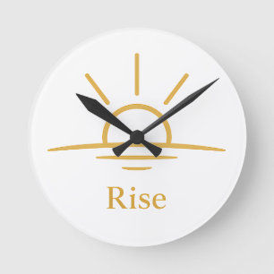 Erwachen — Minimalistischer Sonnenaufgang Runde Wanduhr